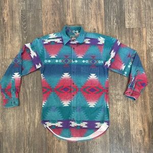 SOLD*** Vintage Woolrich Flannel  Shirt 90s Southwestern Tribal Button Down